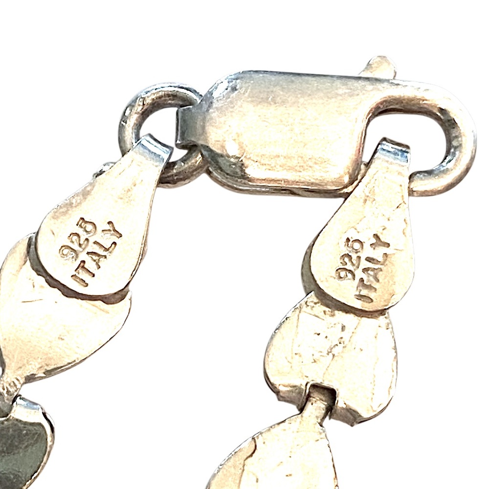 Sterling Silver HEART link Bracelet 925 - Picture 2 of 2